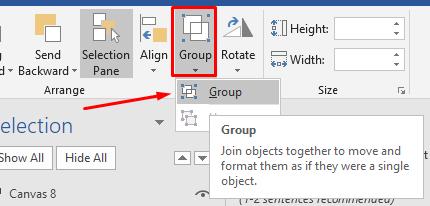 Nhóm các hình dạng của flowchart lại với nhau