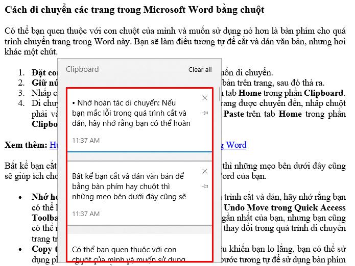 Mẹo cắt dán văn bản để thực hiện di chuyển trang nhanh hơn 2