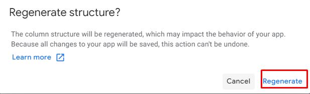 Nhấn Regenerate để làm mới dữ liệu