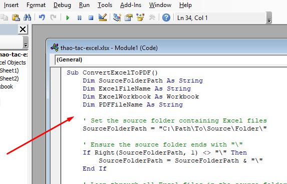 Sao chép mã VBA vào module mới