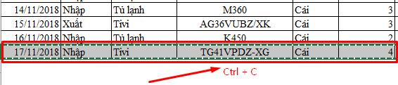 Sao chép dữ liệu của 1 dòng