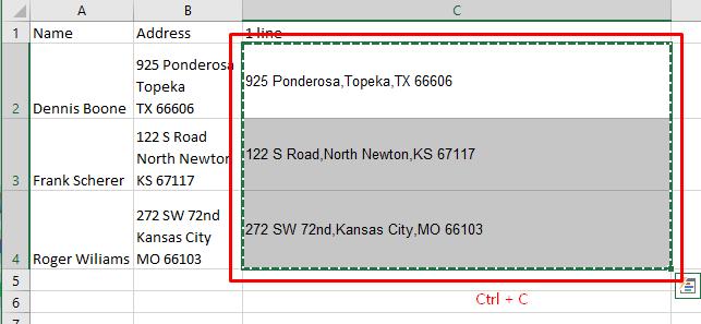 Sao chép dữ liệu ở cột C