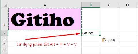 Chỉ dán giá trị không copy định dạng