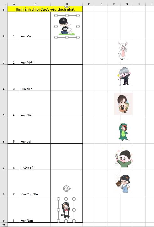 Kéo ảnh vào vị trí tương ứng