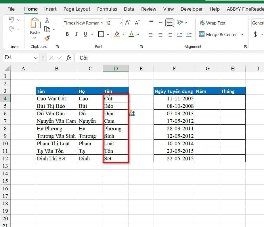 Sử dụng Flash Fill để lặp lại các thao tác trong Excel