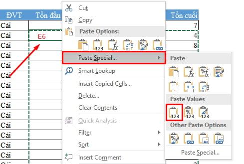 Sử dụng Past Special để xóa công thức, giữ nguyên định dạng Excel