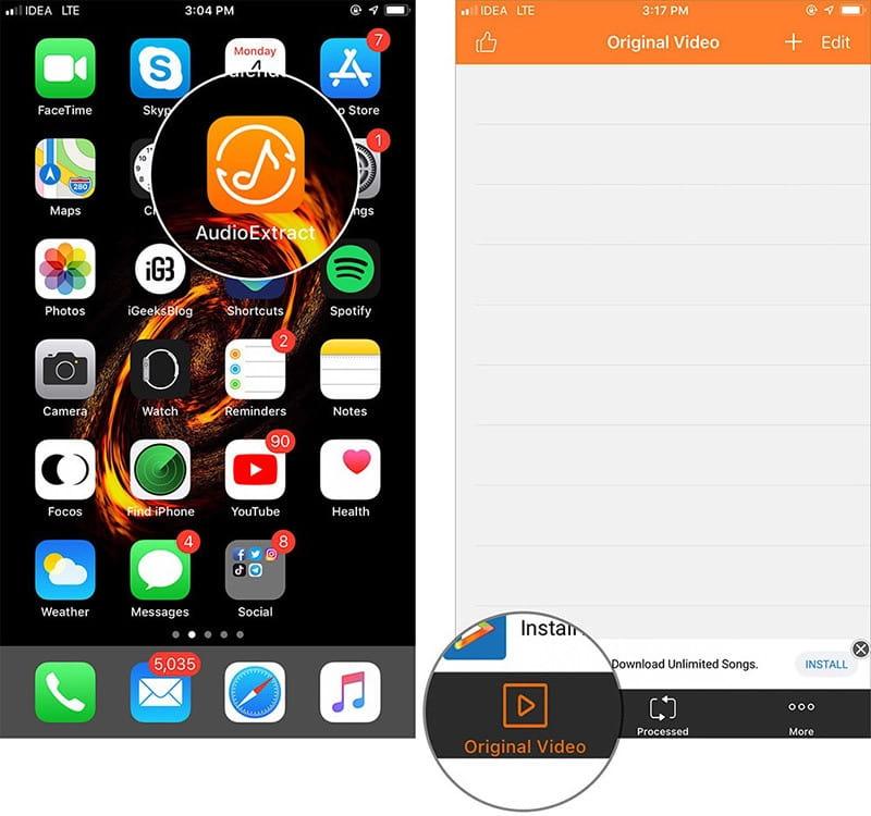 Tách âm thanh ra khỏi video trên iPhone bằng Extract Audio 1