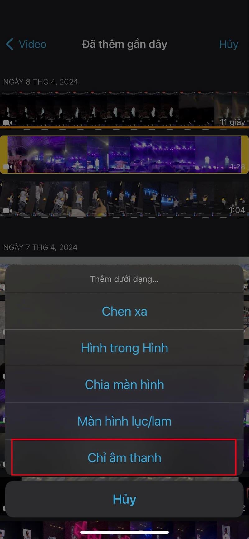 Tách âm thanh ra khỏi video trên iPhone bằng iMovie 8
