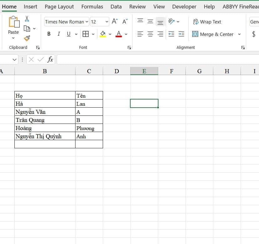 tách dữ liệu của một ô sang nhiều ô trong Excel