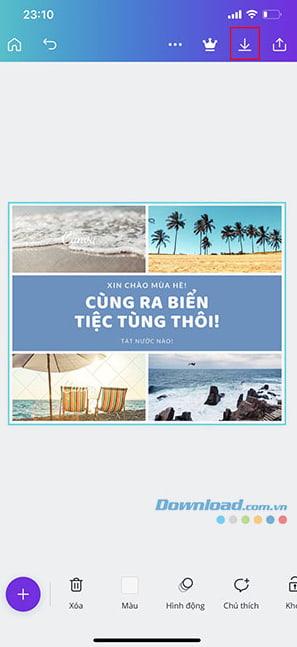 Tải ảnh ghép xuống sau khi hoàn thành
