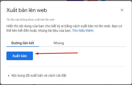 Tải ảnh từ Google Doc qua Xuất bản lên Web 2