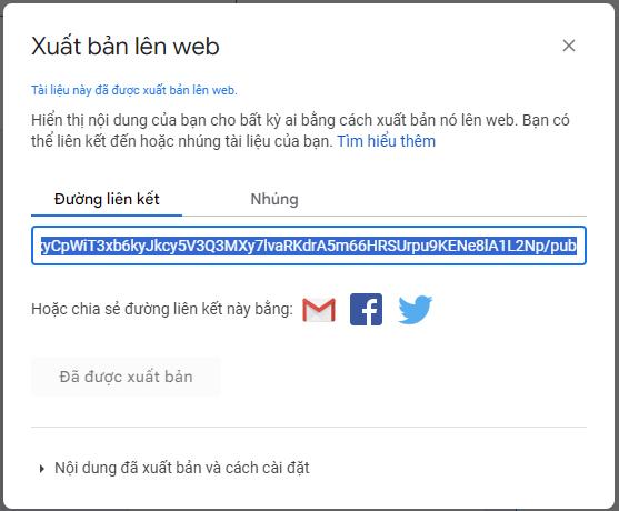 Tải ảnh từ Google Doc qua Xuất bản lên Web 3