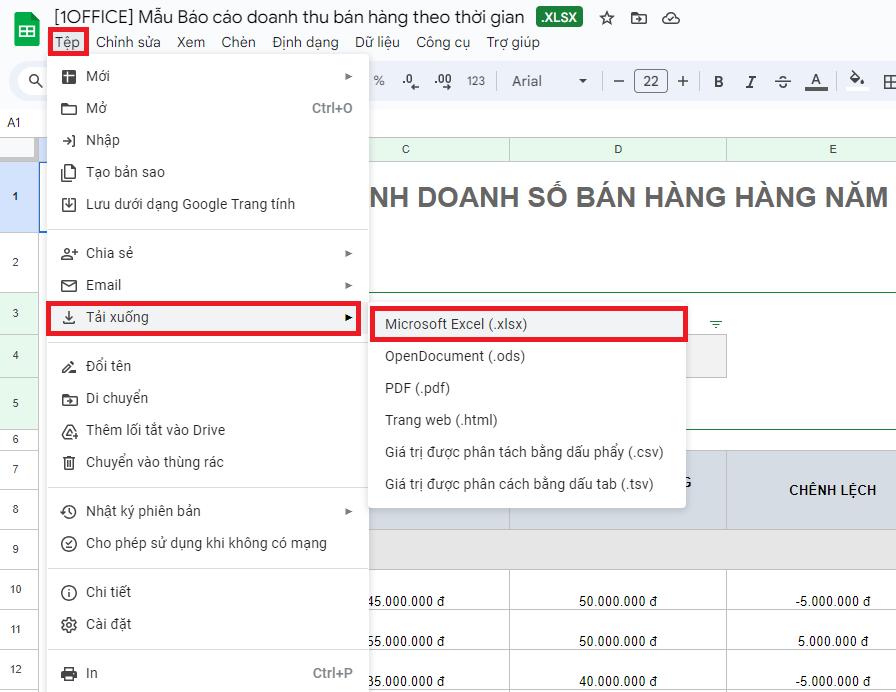 Tải ngay mẫu báo cáo doanh thu bằng Excel mới nhất