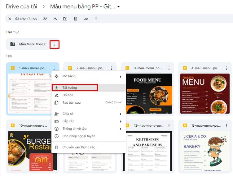 Cách tải 1 mẫu menu trên về máy