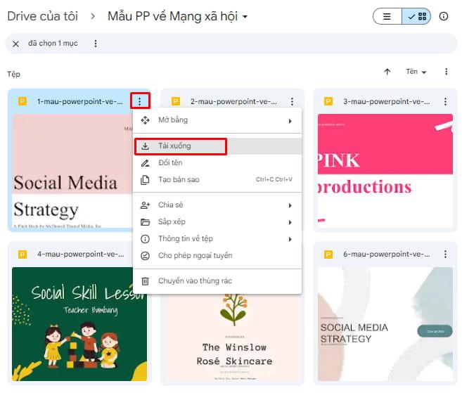 Cách tải 1 mẫu slide mạng xã hội trên về máy