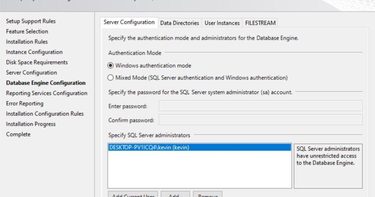 Cách cài SQL Server cho hệ điều hành Windows 12