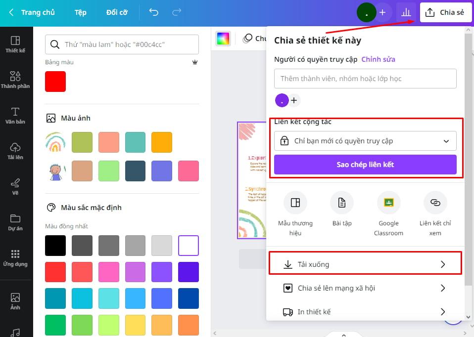 Tải xuống hoặc chia sẻ thiết kế mindmap