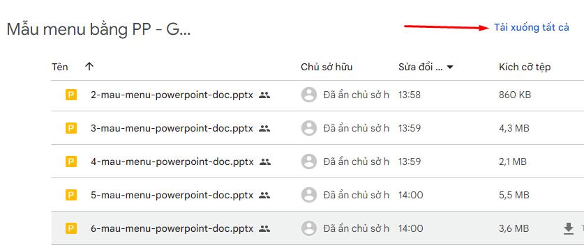 Cách tải các mẫu menu trên về máy