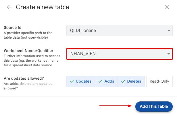 Điều hướng tới sheet muốn liên kết dữ liệu