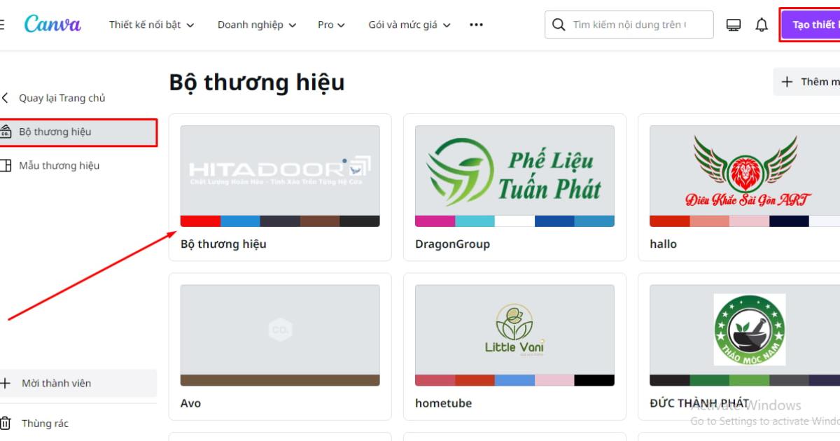 Tạo bộ thương hiệu cũ hoặc mới