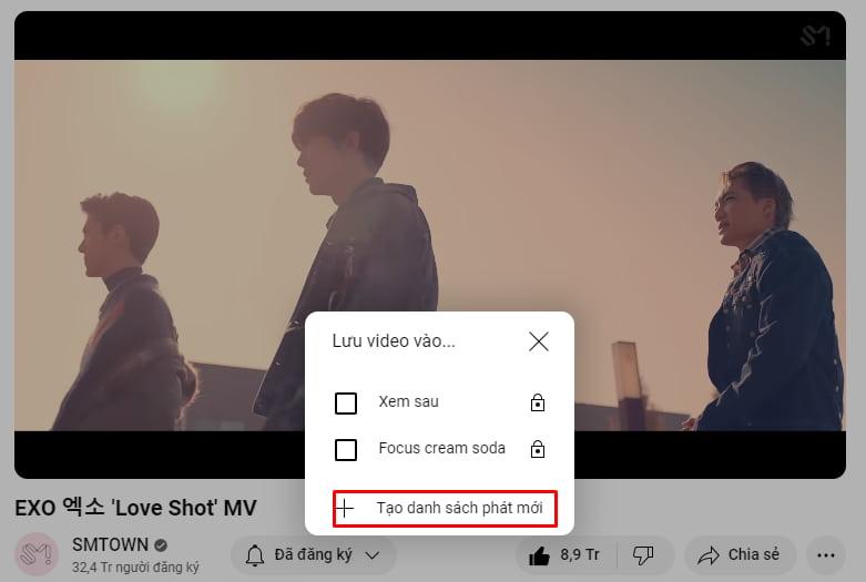 Tạo danh sách phát youtube trên máy tính 2