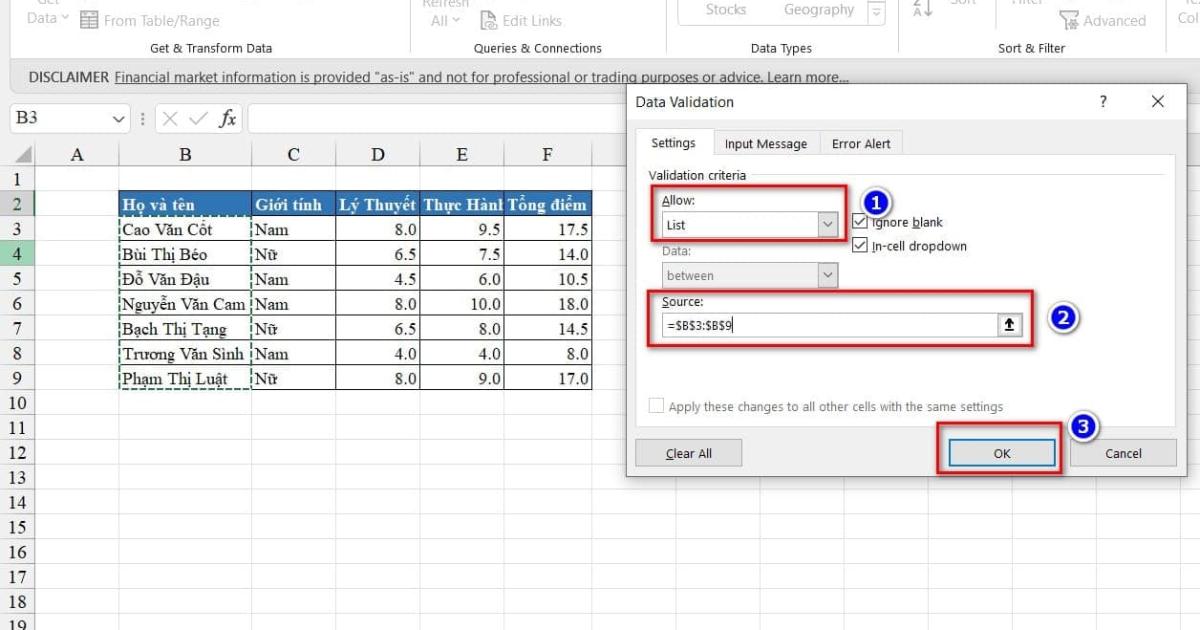 Tạo danh sách thả xuống Drop list bước 2