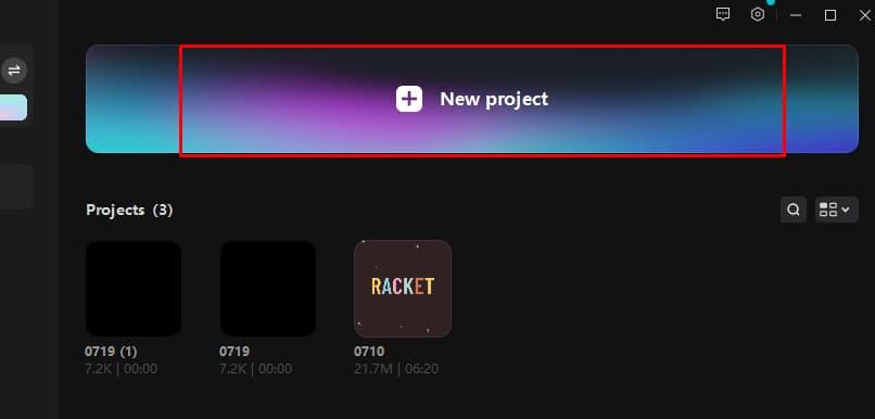 Tạo dự án mới trên Capcut máy tính