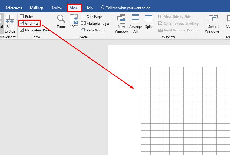 cách tạo flowchart trong word với đường lưới