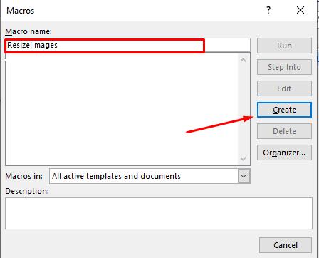 Hộp thoại Macro trong Word