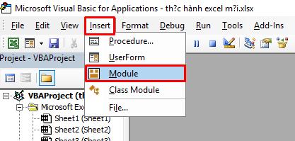 Tạo module mới trong VBA