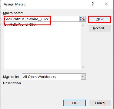 Cửa sổ Assign Macro trong VBA Excel