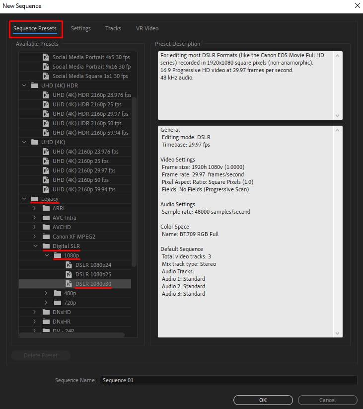 Tạo không gian làm việc Sequence trên Adobe Premiere 2