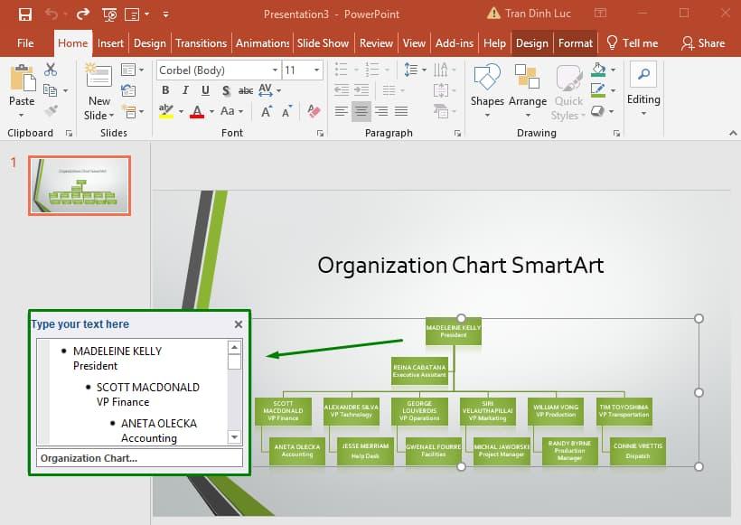 Tạo sơ đồ tổ chức với các mẫu có sẵn trong Powerpoint 2