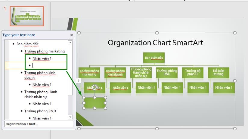 Tạo sơ đồ tổ chức với các mẫu có sẵn trong Powerpoint 5