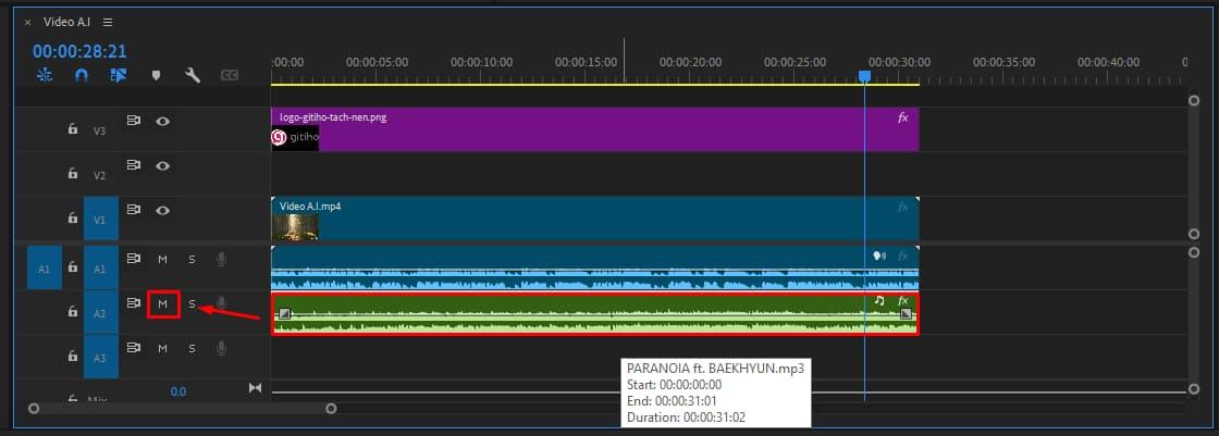Tắt âm thanh trong Adobe Premiere