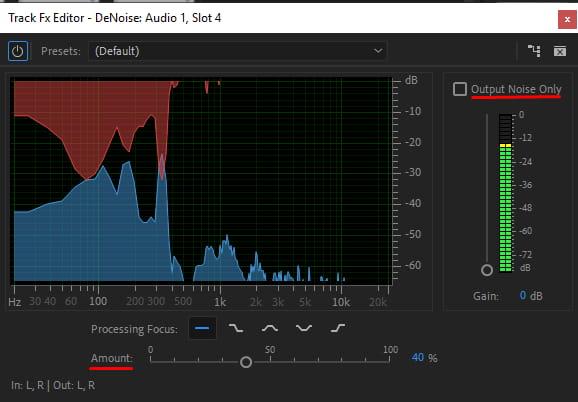 Thao tác trên Denoise để lọc tạp âm trong Premiere