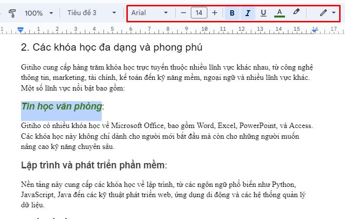 Thay đổi định dạng cho tiêu đề trong google doc 1