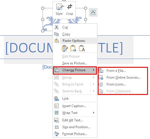 Thay đổi các phần tử đồ họa trong trang bìa