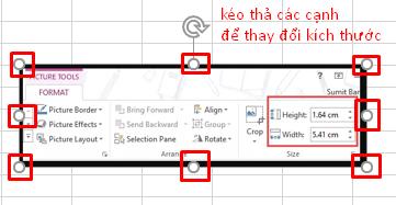 cách chỉnh kích thước ảnh trong excel