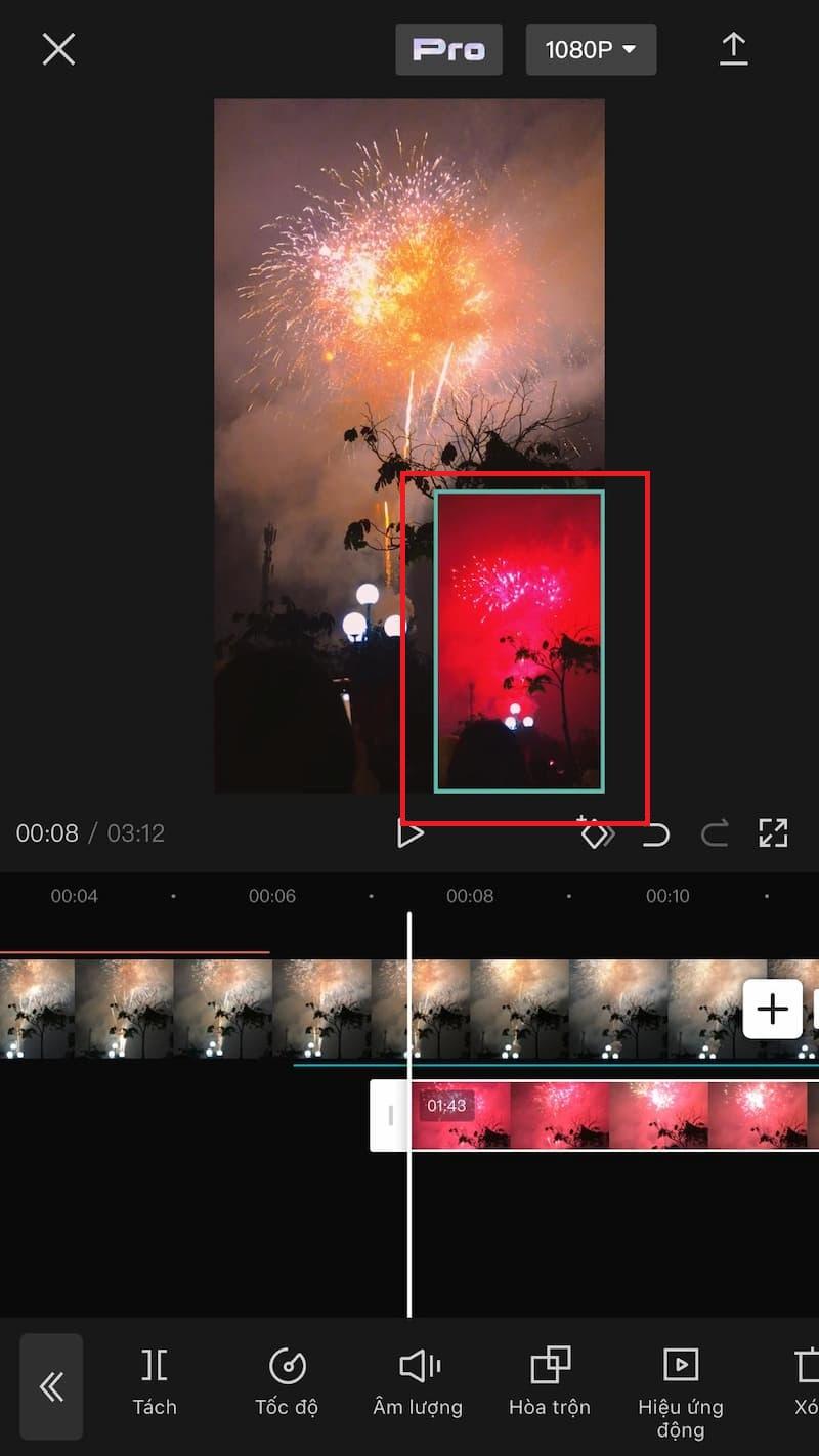 Thay đổi kích thước và cị trí của video phủ trên video gốc