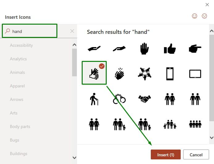 Thêm biểu tượng vỗ tay vào slide 2