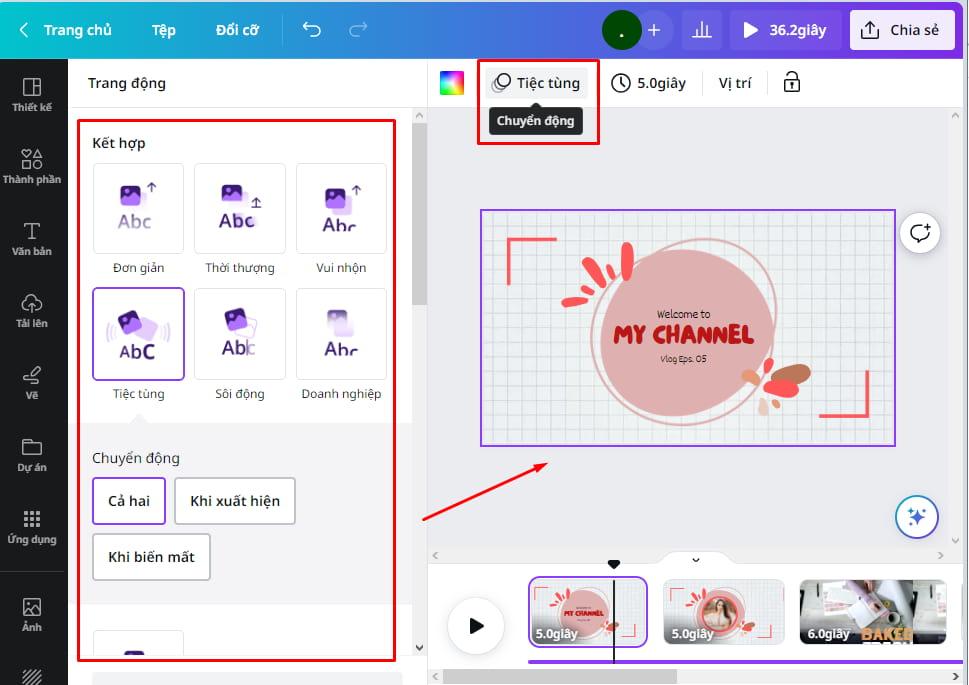Thêm hiệu ứng chuyển tiếp cho video