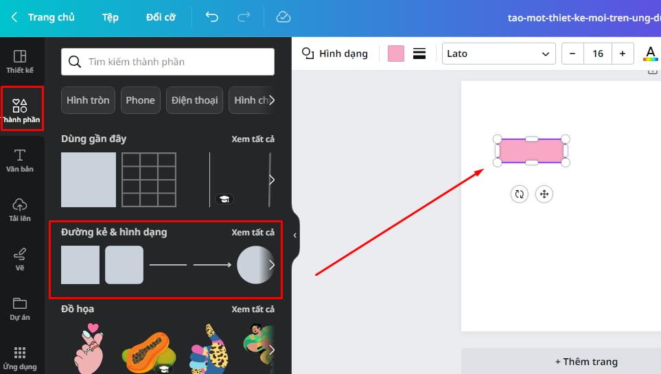 Thêm hình vuông hoặc hình chữ nhật vào thiết kế