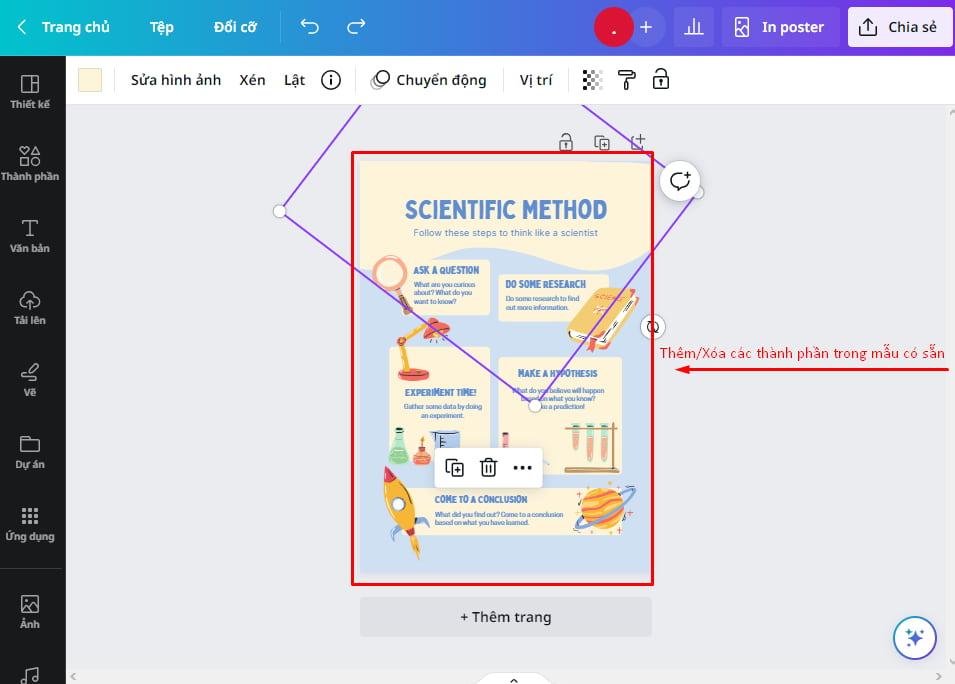 Thêm hoặc xóa các thành phần trong mẫu sẵn có
