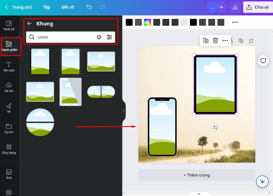 Thêm khung có hình dạng mong muốn vào thiết kế