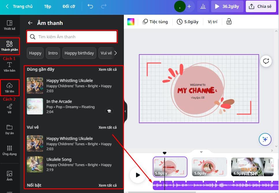 Thêm nhạc và lồng tiếng cho video