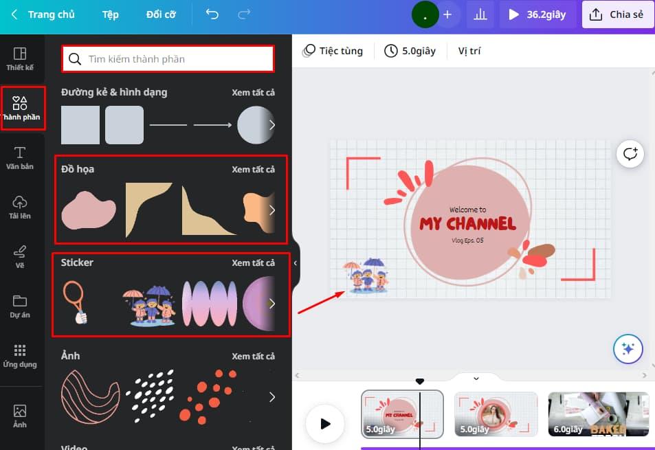 Thêm sticker và đồ họa cho video