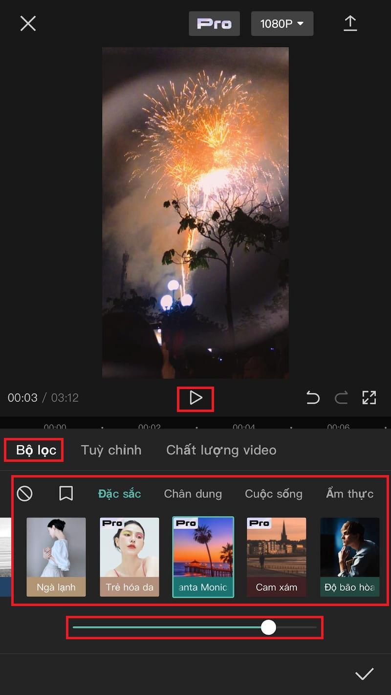 Thêm và tùy chỉnh bộ lọc cho video