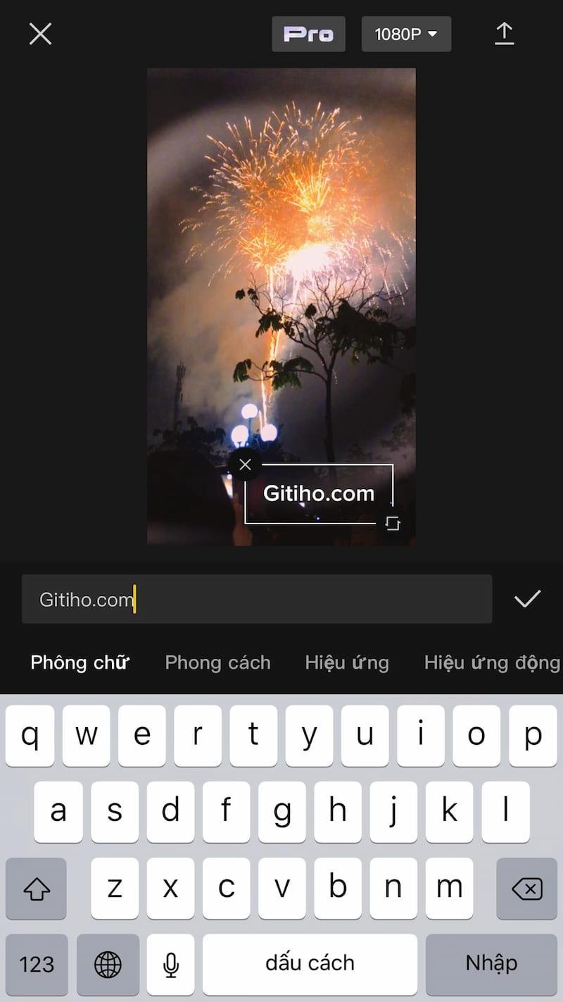 Thêm chữ cho video Capcut