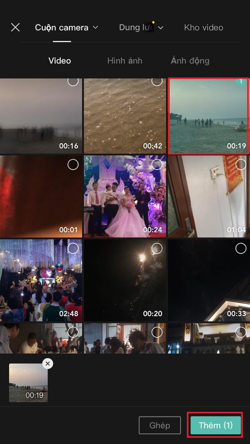 Thêm video muốn làm nền vào Capcut